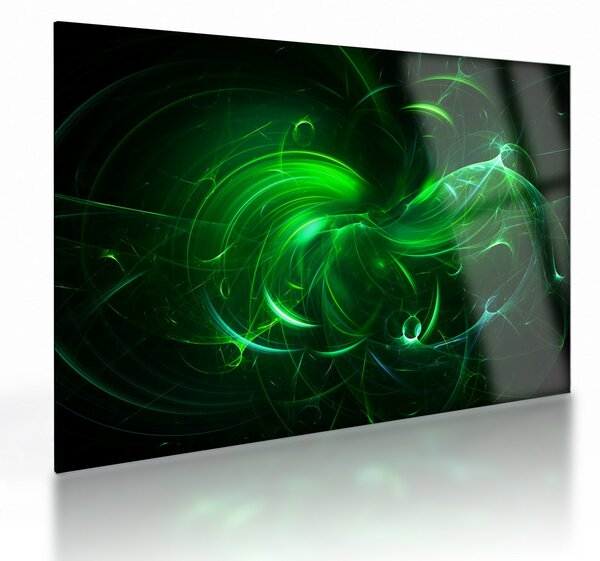 Tablou pe sticlă - abstracție verde (70x50 cm)