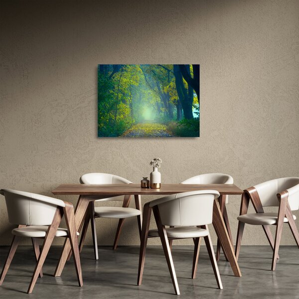 Tablou pe sticlă cu drum dea lungul cu copaci (70x50 cm)