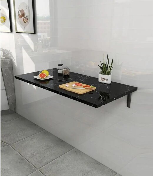 Masa rabatabila cu montaj pe perete, Homs,negru, 90X35 cm, 40086