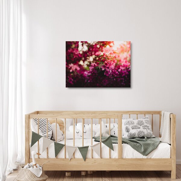 Tablou pe sticlă cu florile tufișului înflorit (70x50 cm)