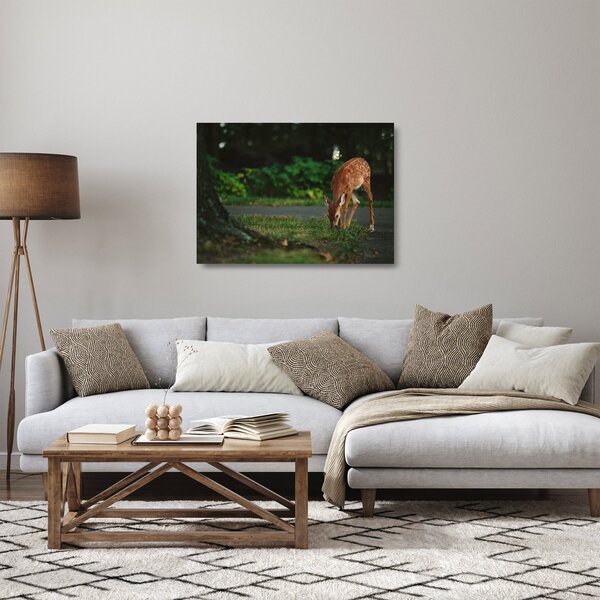 Tablou pe sticlă cu pui de cerb (70x50 cm)