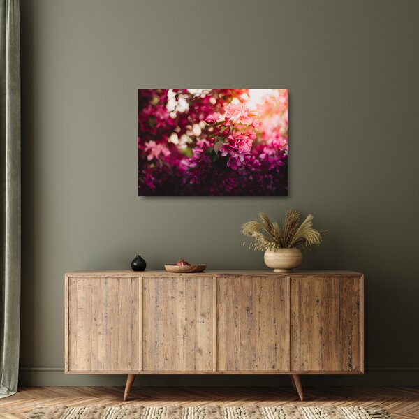 Tablou pe sticlă cu florile tufișului înflorit (70x50 cm)