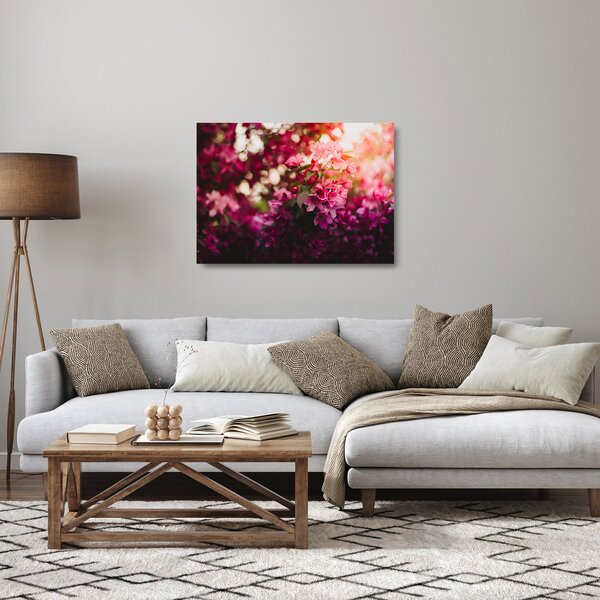 Tablou pe sticlă cu florile tufișului înflorit (70x50 cm)
