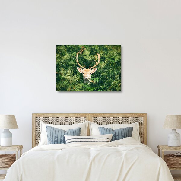 Tablou pe sticlă detaliu cu cap de căprioară (70x50 cm)
