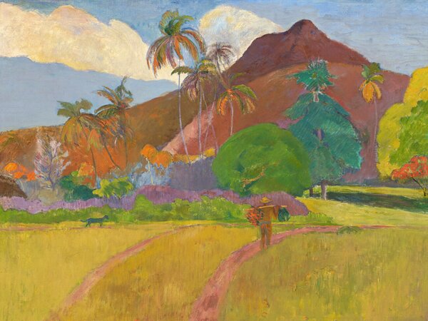 Artă imprimată Bright Tahitian Landscape (Vintage Mountains) - Paul Gauguin, (40 x 30 cm)
