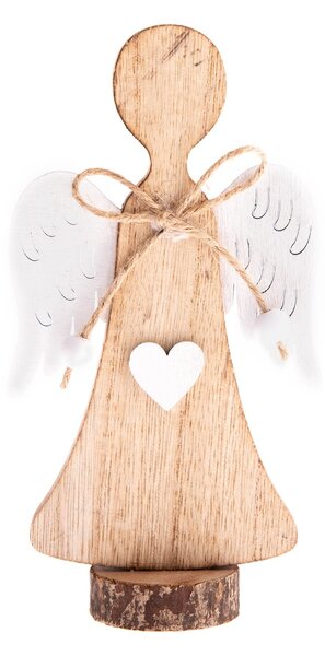 Decorațiune Înger din lemn Rafael brown, 8,5 x 16 cm