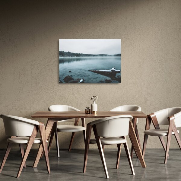 Tablou pe sticlă - lacul nordic înghețat (70x50 cm)