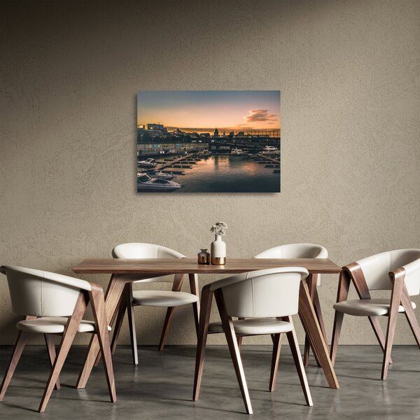 Tablou pe sticlă - orașul port (70x50 cm)