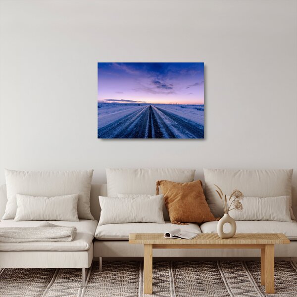 Tablou pe sticlă - autostrada iarna (70x50 cm)