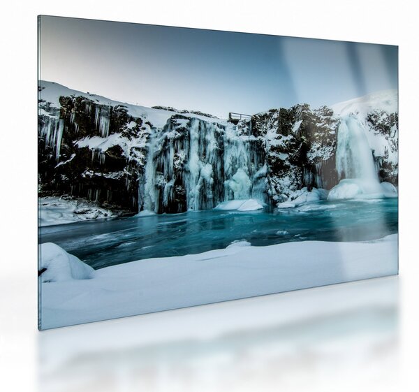 Tablou pe sticlă cu cascade înghețate (70x50 cm)