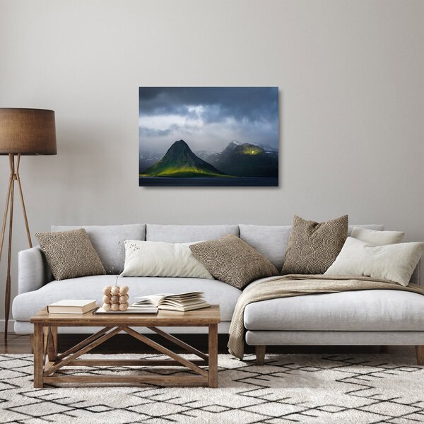Tablou pe sticlă cu munți (70x50 cm)