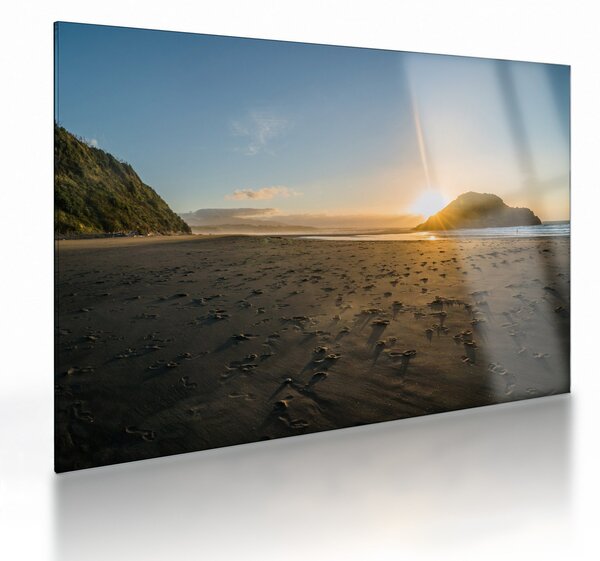 Tablou pe sticlă cu plaja (70x50 cm)