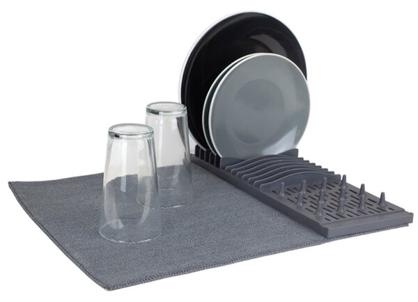 Suport Pufo pentru scurs vase cu servet absorbant, 51 x 41 cm, gri
