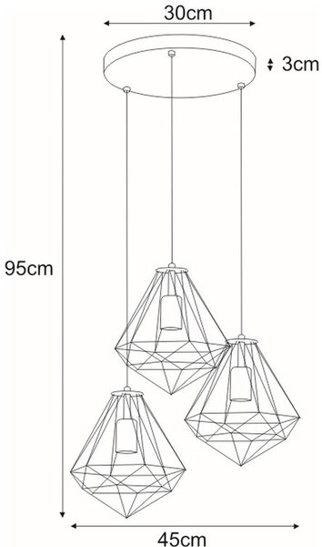 Kaja Marko lampă suspendată 3x60 W negru K-4006