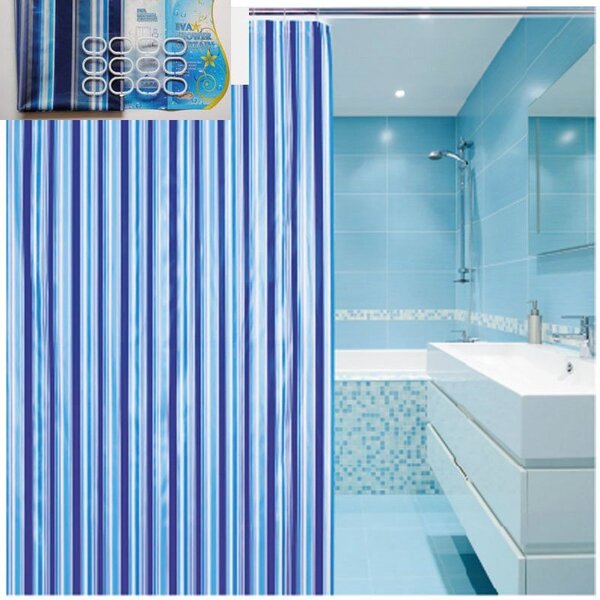 Aqualine Aqualine, perdea de dus 180x180cm, vinil, albastru, dungi, ZV011