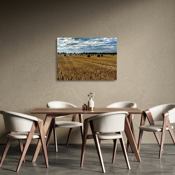 Tablou pe sticlă cu câmp recoltat (70x50 cm)
