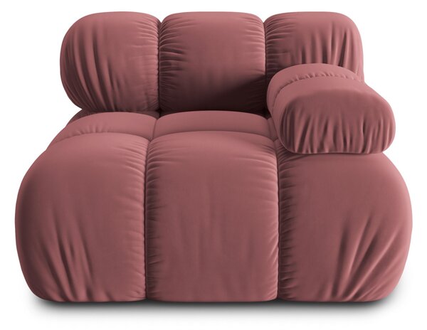 Canapea modulara Bellis cu 1 loc, colt pe partea dreapta si tapiterie din catifea, roz