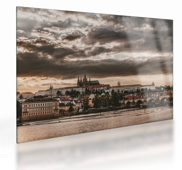 Tablou pe sticlă - Praga înnorită (70x50 cm)