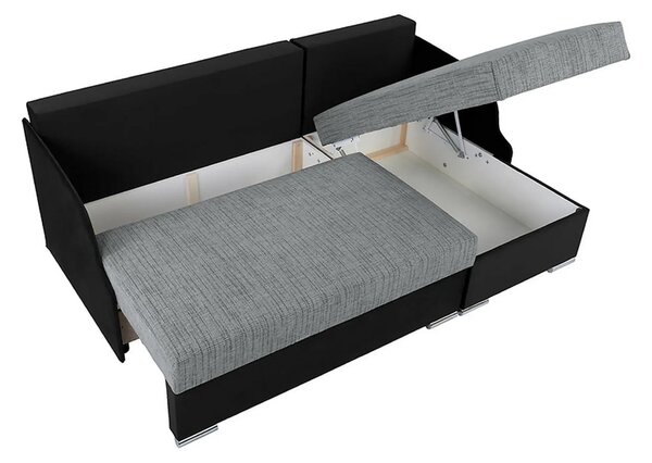 Coltar extensibil MERIN, universal, stofa catifelata negru/gri, cu lad