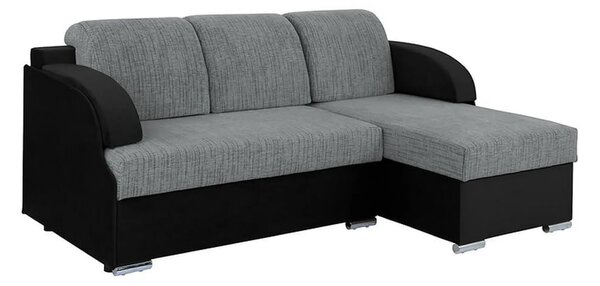 Coltar extensibil MERIN, universal, stofa catifelata negru/gri, cu lad