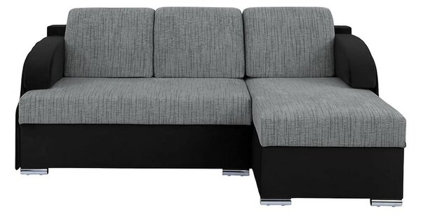 Coltar extensibil MERIN, universal, stofa catifelata negru/gri, cu lad