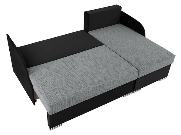 Coltar extensibil MERIN, universal, stofa catifelata negru/gri, cu lad