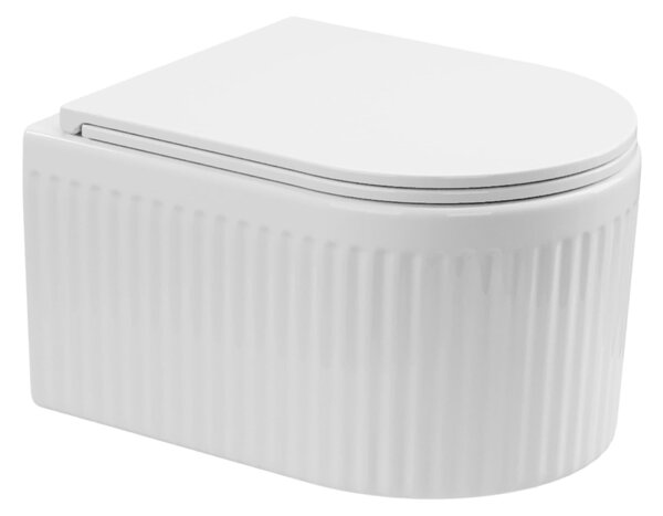 Invena Glamour vas wc cu capac soft-close agăţat fără margine alb semi-mat CE-92-001