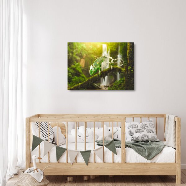 Tablou pe sticlă - cameleon (70x50 cm)