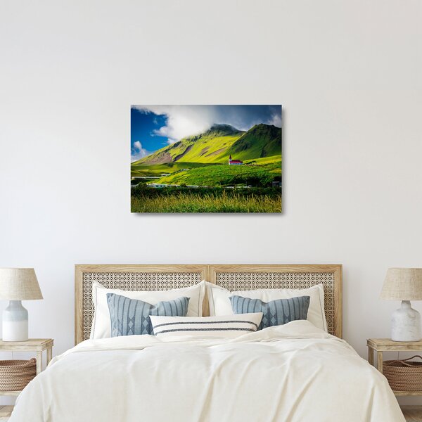 Tablou pe sticlă cu peisaj montan (70x50 cm)