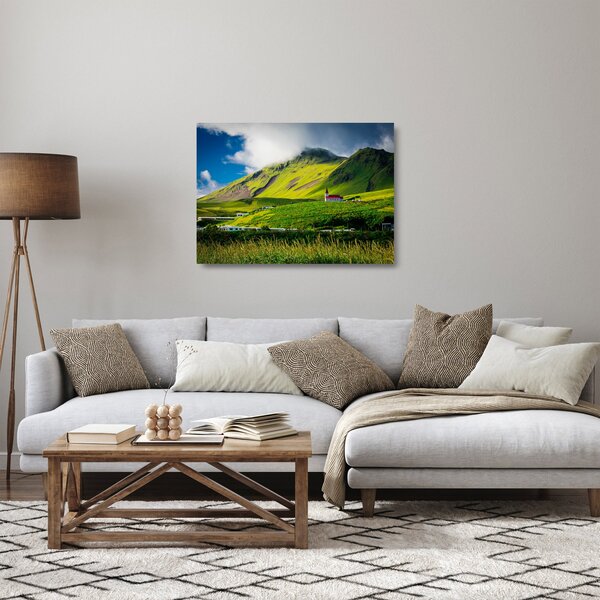 Tablou pe sticlă cu peisaj montan (70x50 cm)
