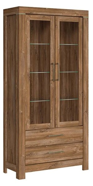 Vitrina GENT, stejar stirling, PAL laminat, cu iluminare LED, 98x42x20