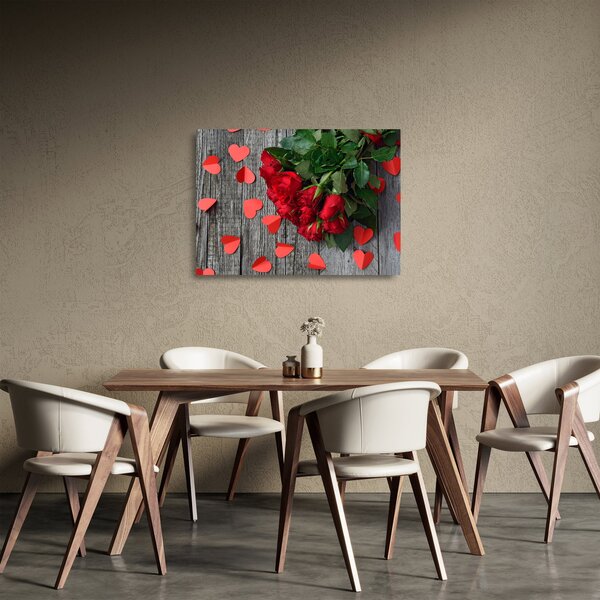 Tablou pe sticlă cu trandafiri (70x50 cm)
