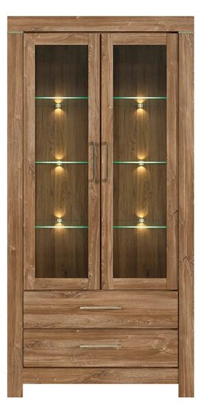 Vitrina GENT, stejar stirling, PAL laminat, cu iluminare LED, 98x42x20