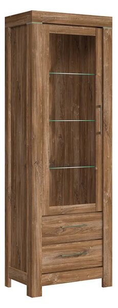 Vitrina GENT, stejar stirling, PAL laminat, cu iluminare LED, 68x42x20