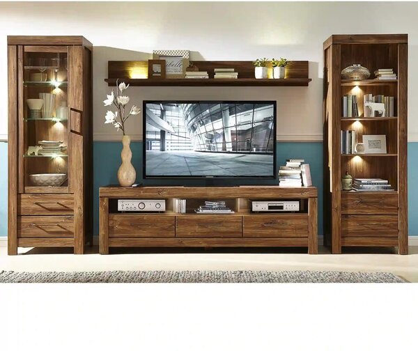 Vitrina GENT, stejar stirling, PAL laminat, cu iluminare LED, 68x42x20