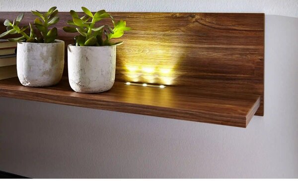 Polita GENT, stejar, PAL, cu iluminare LED, 139x27x25 cm