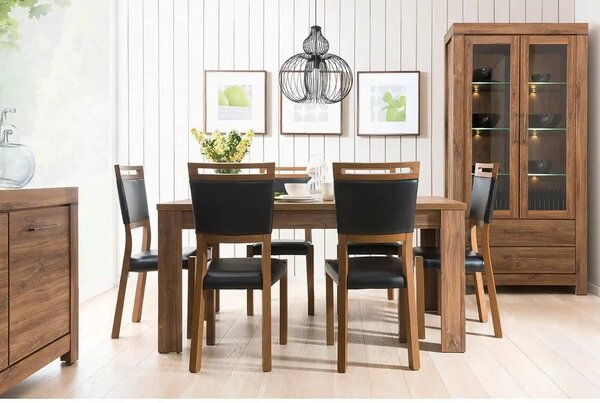 Vitrina GENT, stejar stirling, PAL laminat, cu iluminare LED, 98x42x20
