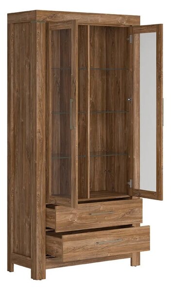 Vitrina GENT, stejar stirling, PAL laminat, cu iluminare LED, 98x42x20