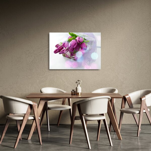 Tablou pe sticlă - buchet de lalele (70x50 cm)