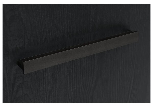 Vitrina BALIN, stejar/negru, PAL/sticla, cu iluminare LED, 101x40x149
