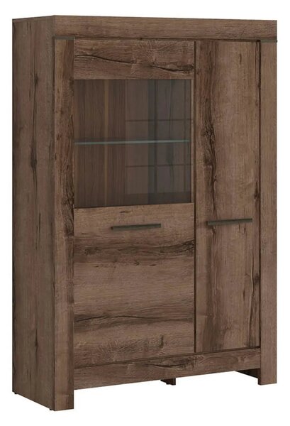Vitrina BALIN, stejar, PAL/sticla, cu iluminare LED, 101x40x149 cm