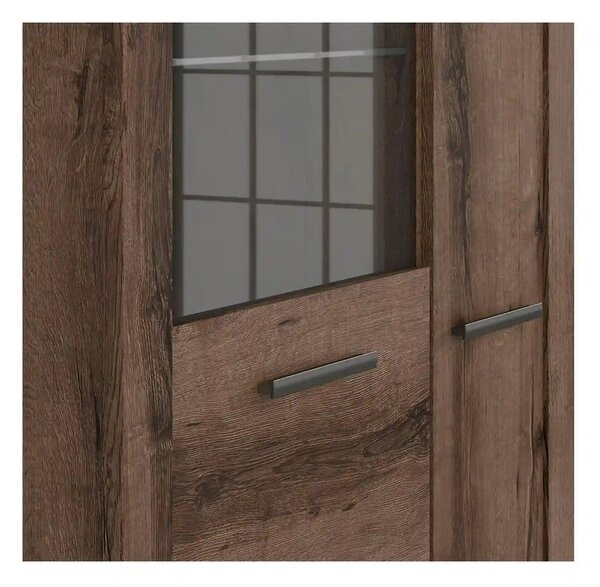 Vitrina BALIN, stejar, PAL/sticla, cu iluminare LED, 101x40x149 cm