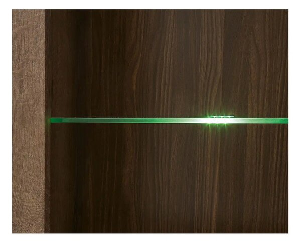Vitrina BALIN, stejar/negru, PAL/sticla, cu iluminare LED, 68x40x197 c