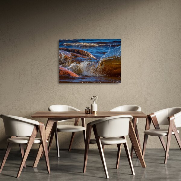Tablou pe sticlă detailat - apa între pietre (70x50 cm)