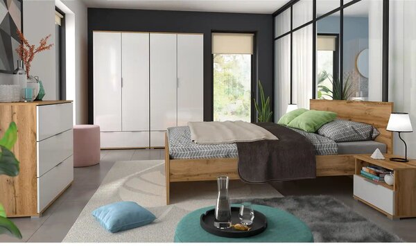 Cadru pat ZELE 140x200, stejar wotan, PAL