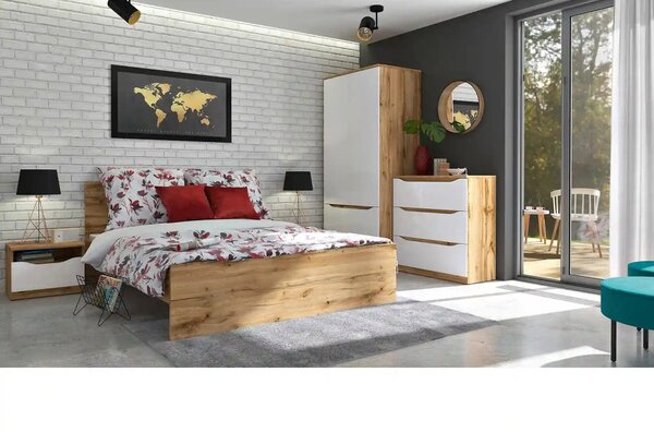 Cadru pat NUIS 160x200, stejar wotan, PAL laminat