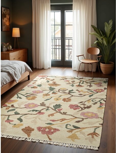 Covor crem țesut manual din iută 160x230 cm Roya Violette – Elle Decoration