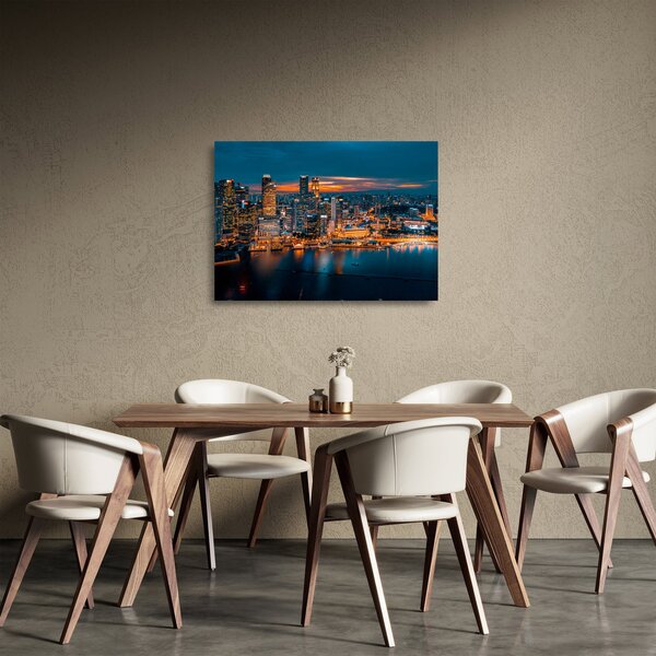 Tablou pe sticlă orașului nocturn (70x50 cm)