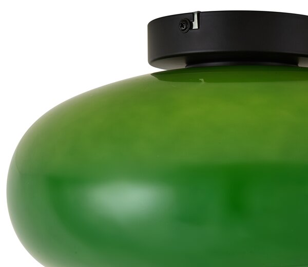 Plafonieră retro neagră cu sticlă verde 30cm - Glaze