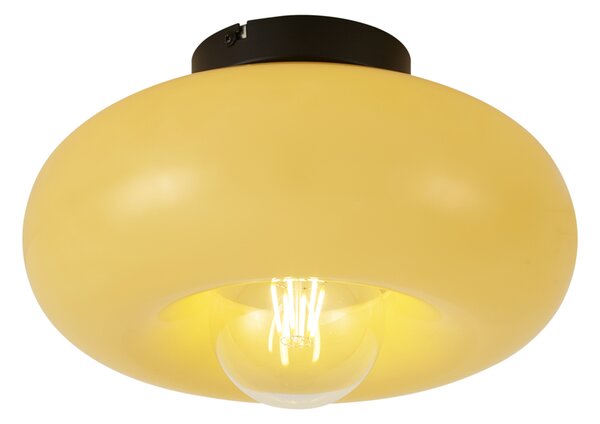 Retro Ceiling Lamp Black with Yellow Glass 30cm - Glaze